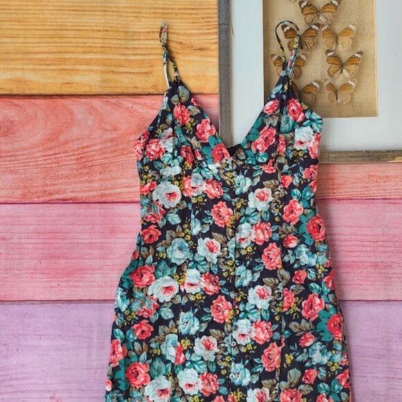 Majorelle Quincy Spring Multicolored Floral Button Front High Slit Midi Dress L - Picture 7 of 9